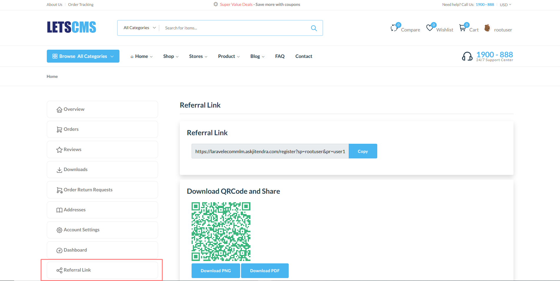 binary User MLM referral link