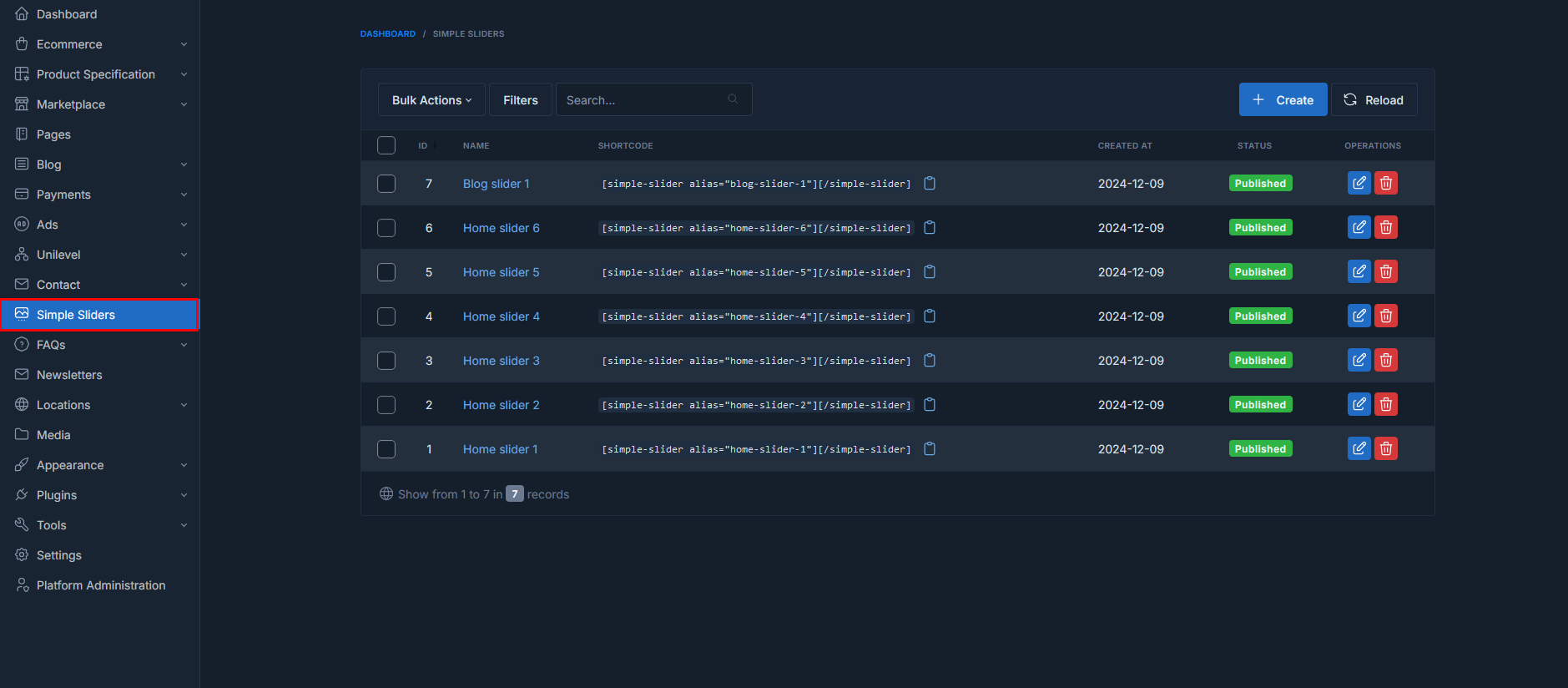 binary mlm Basic sliders