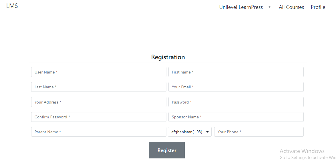 Unilevel MLM registration for LearnPress