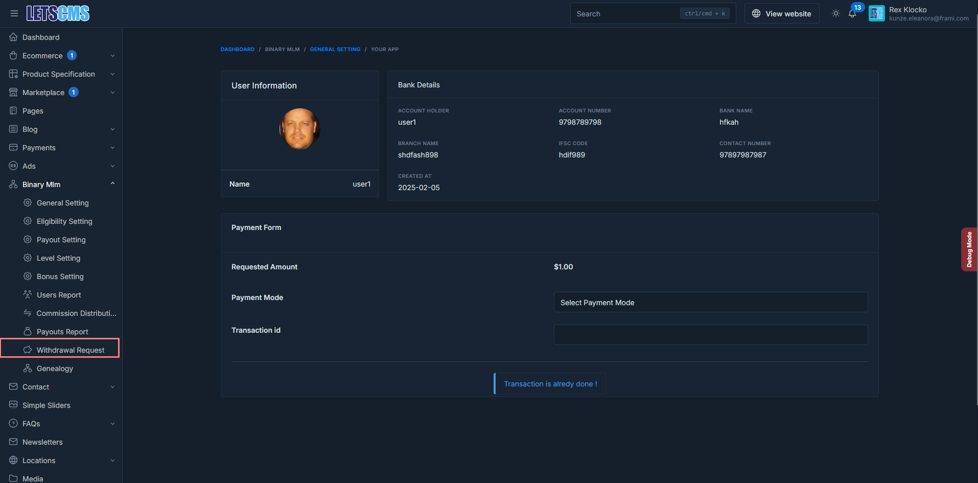 binary mlm Withdrawals