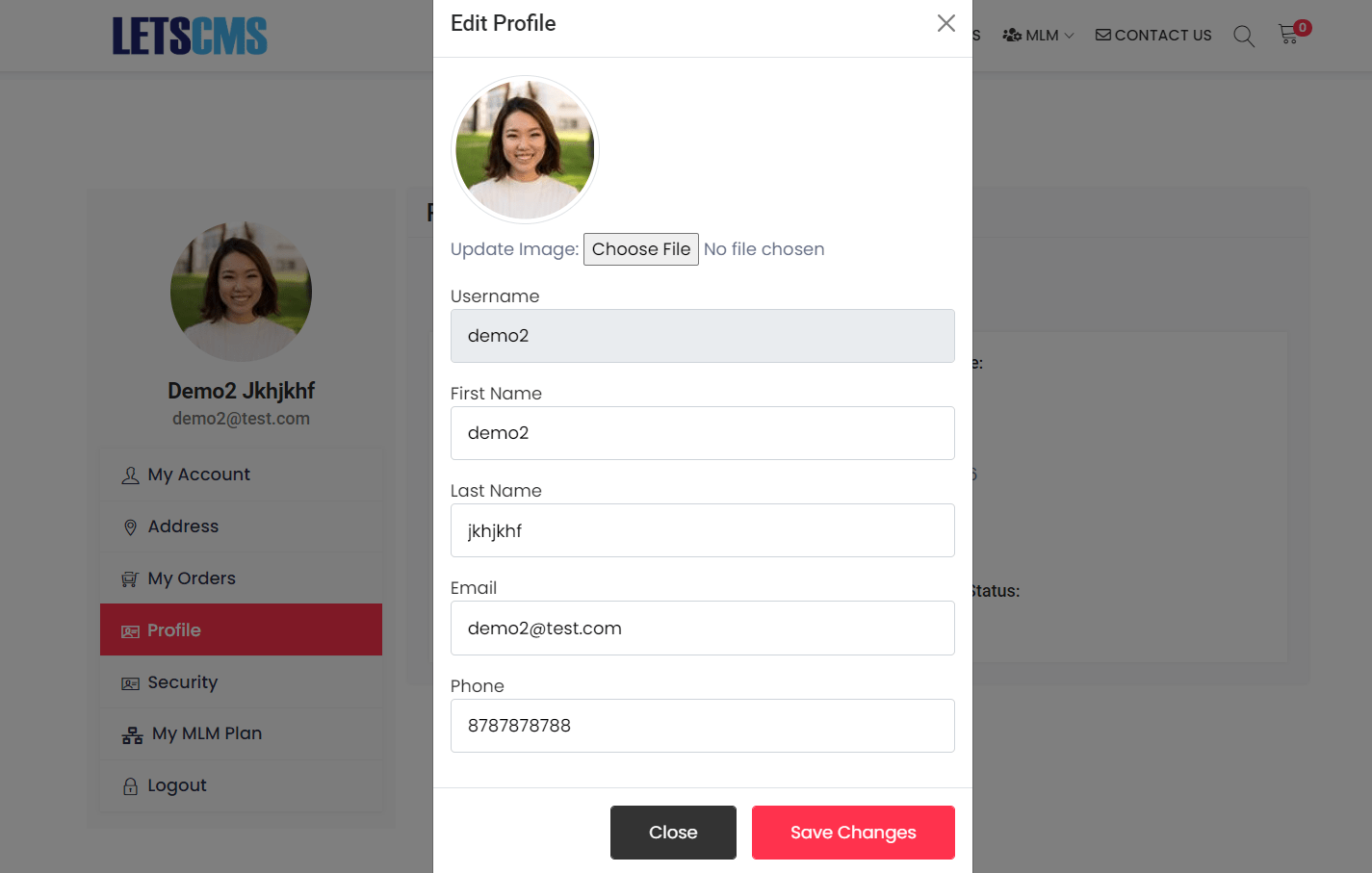 Unilevel mlm Edit Profile