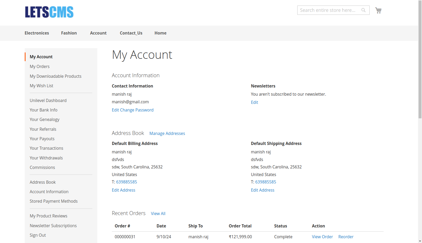 unilevel mlm Unilevel_Dashboard