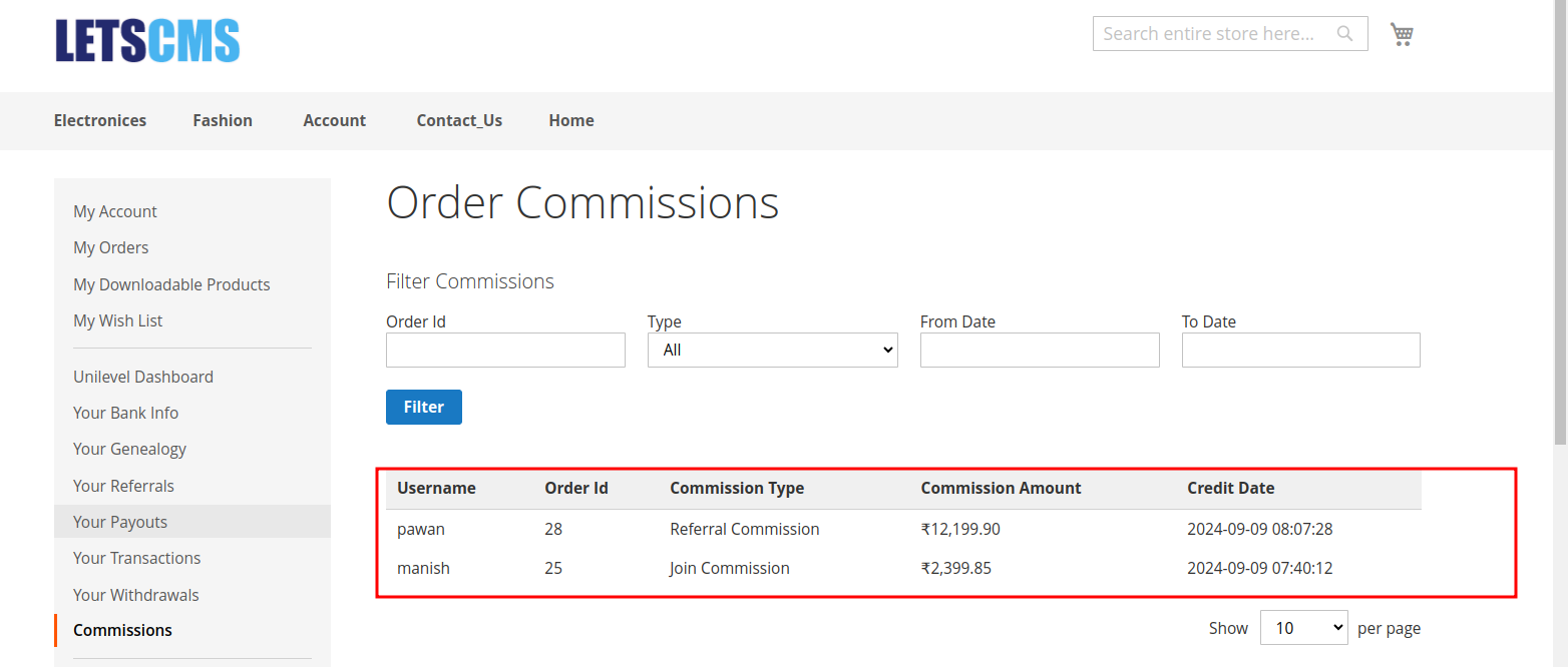 unilevel mlm Unilevel_Dashboard